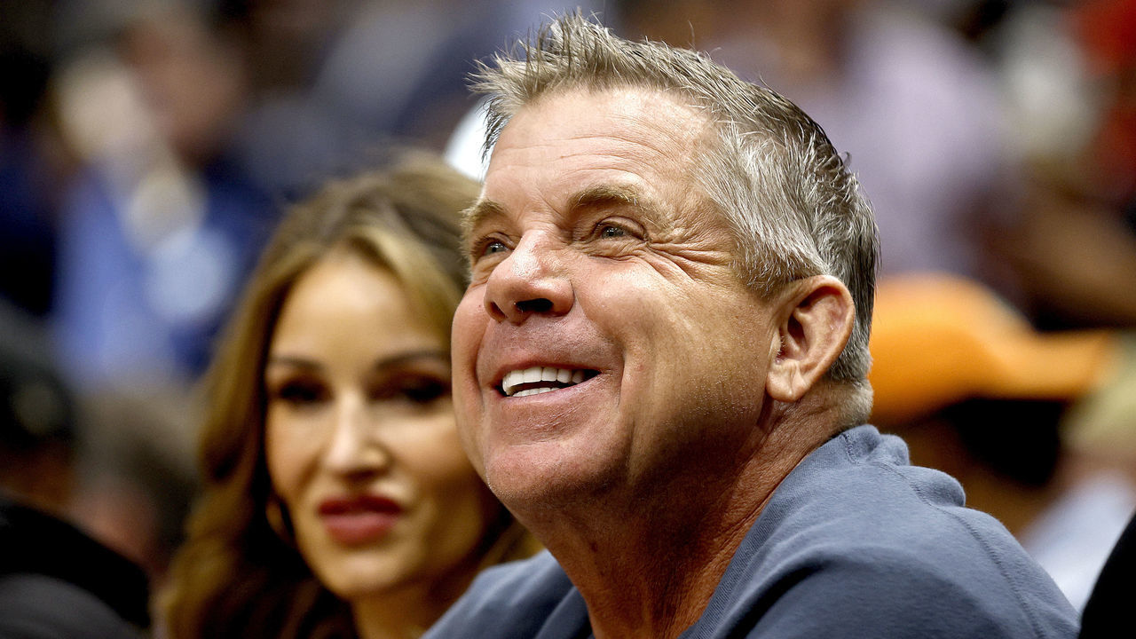 NEW ORLEANS, LOUISIANA - OCTOBER 25: Sean Payton former head coach of the New Orleans Saints looks on during the third quarter of an NBA game between the Dallas Mavericks and the New Orleans Pelicans at Smoothie King Center on October 25, 2022 in New Orleans, Louisiana.
