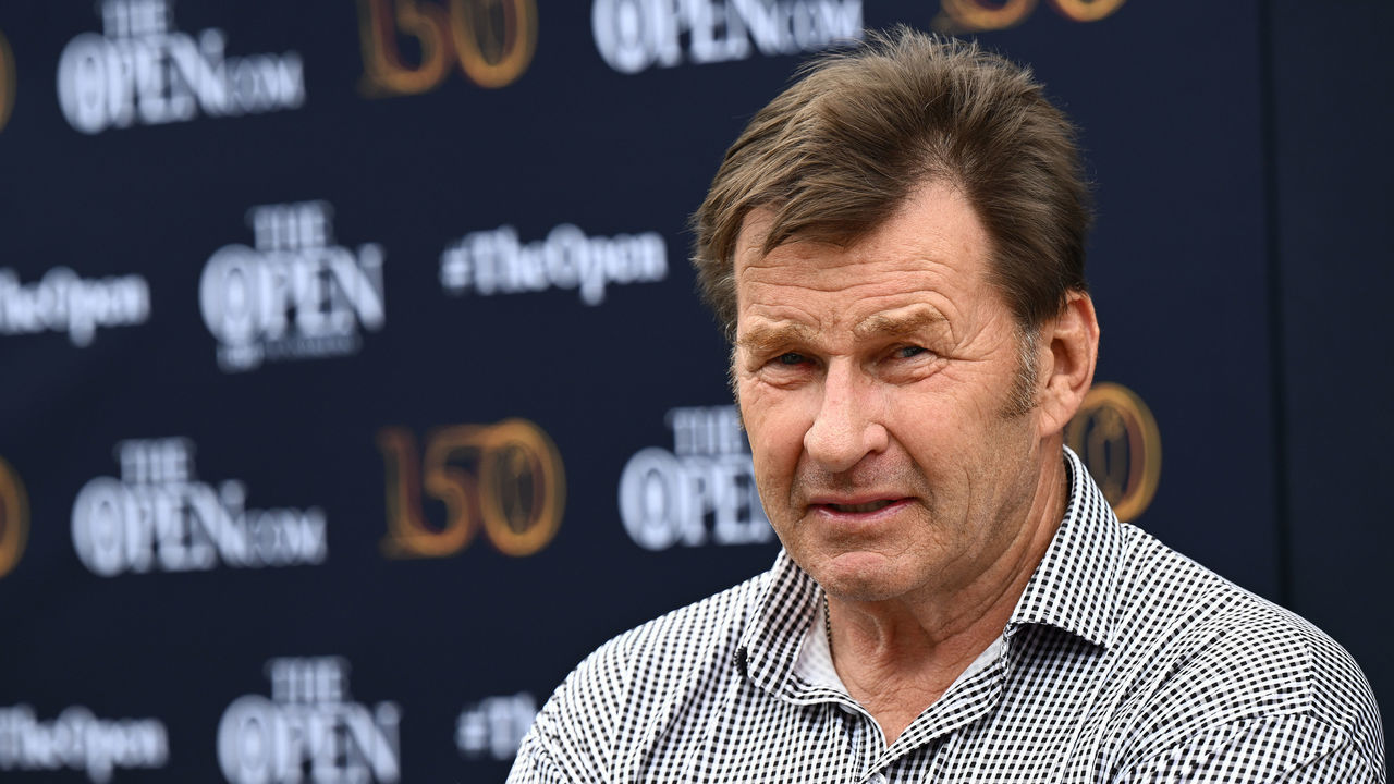 ST ANDREWS, SCOTLAND - JULY 11: Sir Nick Faldo of England looks on during the Celebration of Champions prior to The 150th Open at St Andrews Old Course on July 11, 2022 in St Andrews, Scotland.