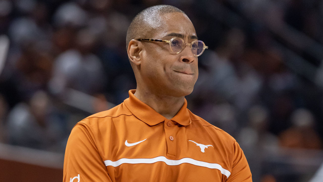 AUSTIN, TX - DECEMBER 12: Rodney Terry serves as acting head coach for the game between Texas Longhorns and Rice Owls on December 12, 2022, at Moody Center in Austin, TX.