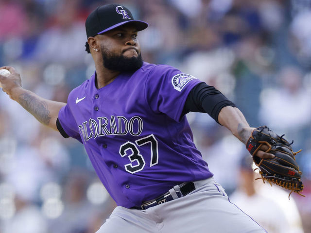 MILWAUKEE, WI - JULY 24: Colorado Rockies relief pitcher Alex Colome (37) delivers a pitch during an MLB game against the Milwaukee Brewers on July 24, 2022 at American Family Field in Milwaukee, Wisconsin.