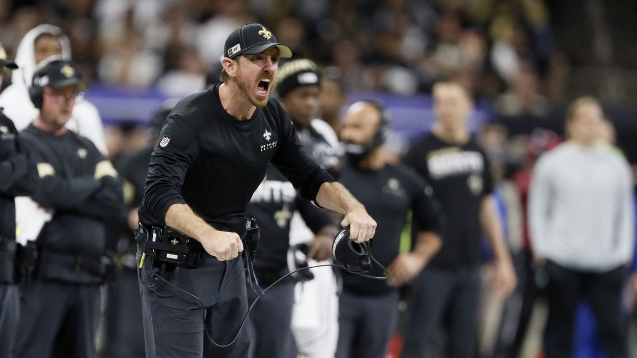 Football: NFC Wild Card Playoffs: New Orleans Saints defensive line coach Ryan Nielsen on sidelines during game vs Minnesota Vikings at Mercedes-Benz Superdome. New Orleans, LA 1/5/2020 CREDIT: David E. Klutho (Set Number: X163121 TK1 )
