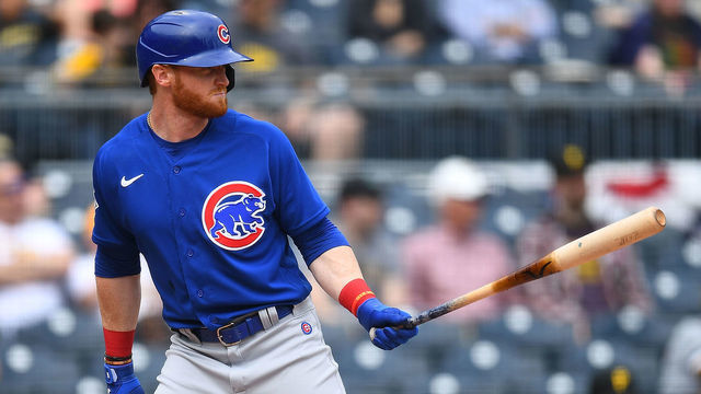 PITTSBURGH, PA - APRIL 13: Clint Frazier #77 of the Chicago Cubs in action during the game against the Pittsburgh Pirates at PNC Park on April 13, 2022 in Pittsburgh, Pennsylvania.