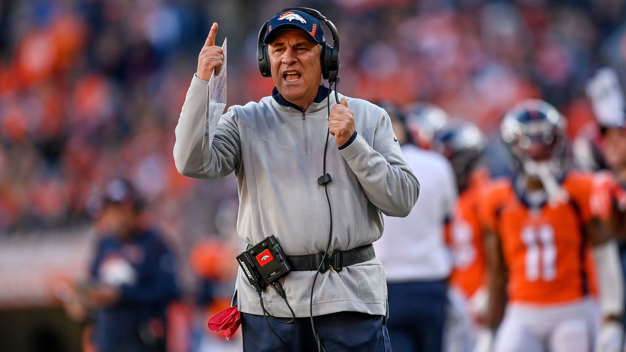 DENVER, CO - DECEMBER 12: Denver Broncos head coach Vic Fangio looks on from the sideline during a game between the Denver Broncos and the Detroit Lions at Empower Field at Mile High on December 12, 2021 in Denver, Colorado.