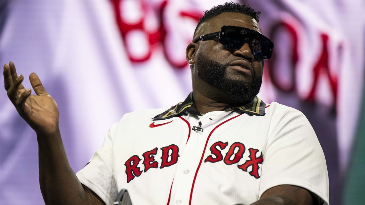 SPRINGFIELD, MA - JANUARY 21: Former designated hitter David Ortiz of the Boston Red Sox speaks during the 2023 Red Sox Winter Weekend on January 21, 2023 at MGM Springfield and MassMutual Center in Springfield, Massachusetts.