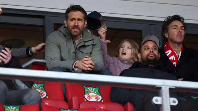WREXHAM, WALES - JANUARY 29: Ryan Reynolds the owner of Wrexham looks on during the Emirates FA Cup Fourth Round match between Wrexham and Sheffield United at Racecourse Ground on January 29, 2023 in Wrexham, Wales.