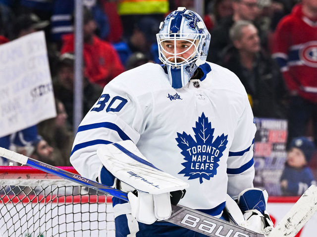 MONTREAL, QC - JANUARY 21: Look on Toronto Maple Leafs goalie Matt Murray (30) at warm-up before the Toronto Maple Leafs versus the Montreal Canadiens game on January 21, 2023, at Bell Centre in Montreal, QC