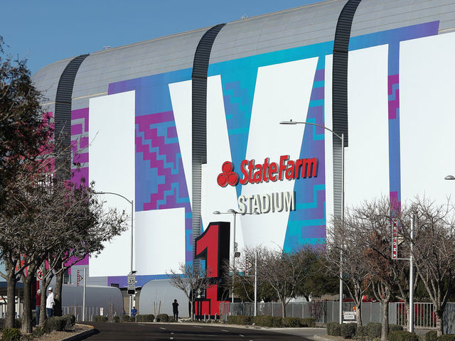 GLENDALE, ARIZONA - JANUARY 28: General view of State Farm Stadium on January 28, 2023 in Glendale, Arizona. State Farm Stadium will host the NFL Super Bowl LVII on February 12.