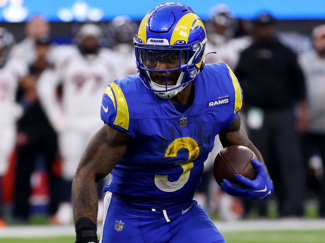 INGLEWOOD, CALIFORNIA - DECEMBER 25: Cam Akers #3 of the Los Angeles Rams runs the ball during the fourth quarter against the Denver Broncos at SoFi Stadium on December 25, 2022 in Inglewood, California.