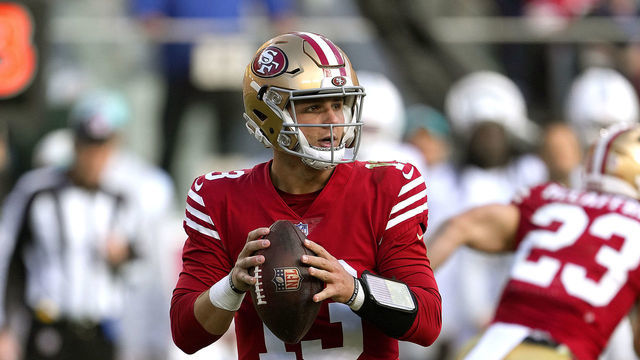 SANTA CLARA, CALIFORNIA - DECEMBER 04: Brock Purdy #13 of the San Francisco 49ers drops back to pass against the Miami Dolphins during the second quarter of an NFL football game at Levi's Stadium on December 04, 2022 in Santa Clara, California.