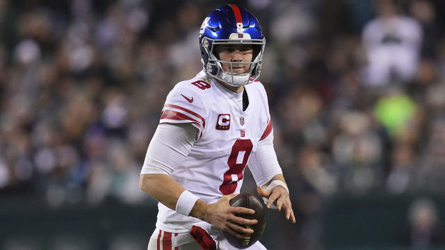 PHILADELPHIA, PA - JANUARY 21: Daniel Jones #8 of the New York Giants runs with the ball against the Philadelphia Eagles during the NFC Divisional Playoff game at Lincoln Financial Field on January 21, 2023 in Philadelphia, Pennsylvania.