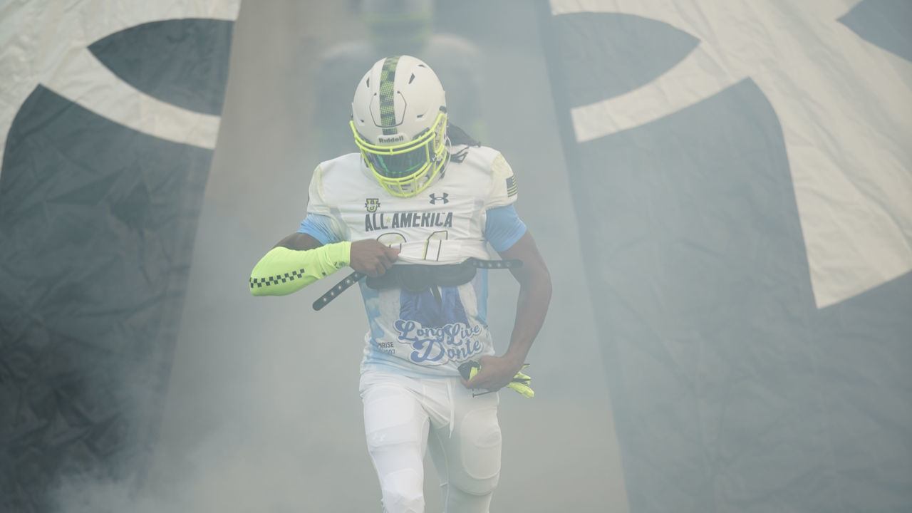 ORLANDO, FL - JANUARY 03: Team Speed wide receiver Santana Fleming (81) during the Under Armour Next All-America Football Game on January 03, 2023, at Camping World Stadium in Orlando, FL.