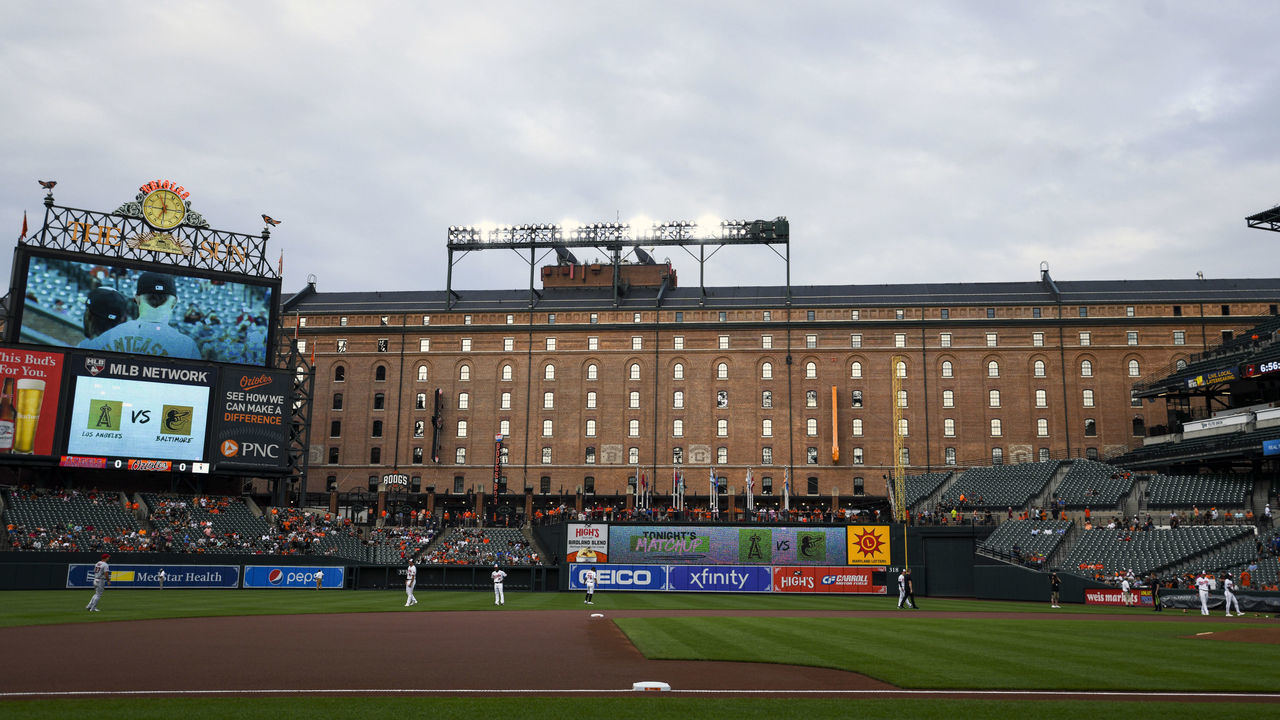 BALTIMORE, MD - JULY 07: A general view of Orioles Park at Camden Yards, in Baltimore, MD. during the Los Angeles Angels game versus the Baltimore Orioles on July 7, 2022.