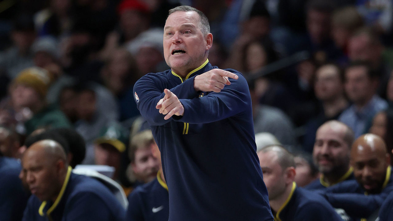 DENVER, COLORADO - JANUARY 31: Head coach Michael Malone of the Denver Nuggets directs his team against the New Orleans Pelicans in the fourth quarter at Ball Arena on January 31, 2023 in Denver, Colorado. NOTE TO USER: User expressly acknowledges and agrees that, by downloading and/or using this photograph, User is consenting to the terms and conditions of the Getty Images License Agreement.