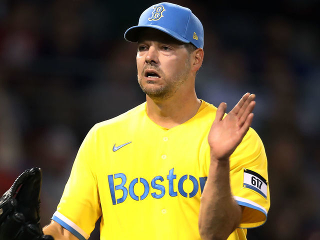 Boston, MA - September 28: Boston Red Sox SP Rich Hill claps his hands after striking out a batter in the fifth inning. The Red Sox beat the Baltimore Orioles, 3-1.