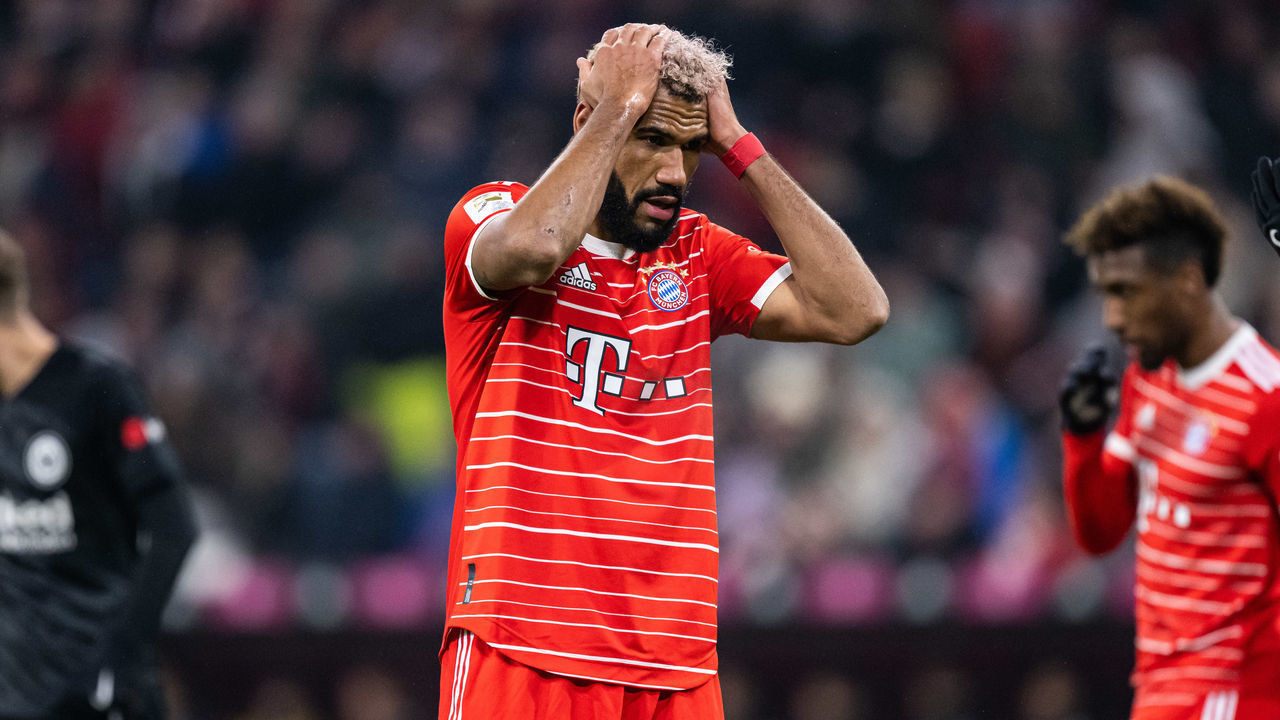MUNICH, GERMANY - JANUARY 28: Eric Maxim Choupo-Moting of Bayern looks dejected during the Bundesliga match between FC Bayern München and Eintracht Frankfurt at Allianz Arena on January 28, 2023 in Munich, Germany.