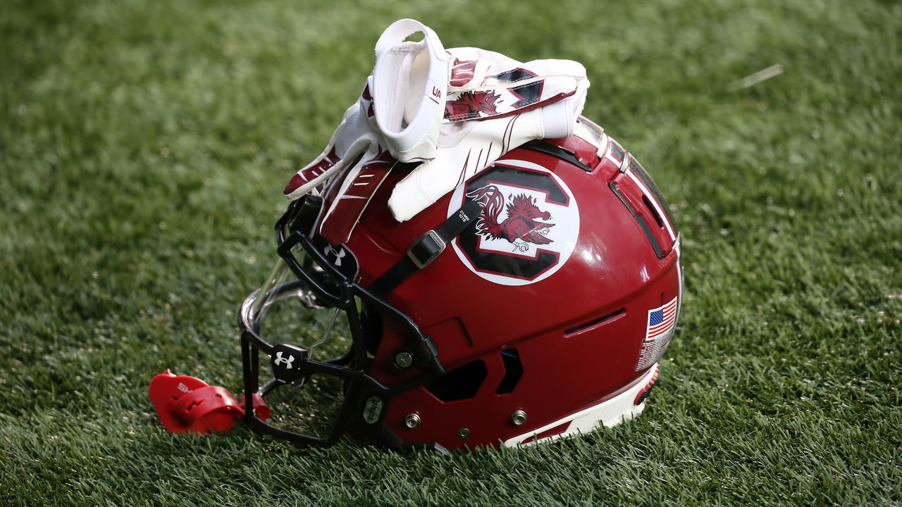 NASHVILLE, VA - NOVEMBER 05: A general view of a South Carolina Gamecocks helmet during the game between the Vanderbilt Commodores and the South Carolina Gamecocks on November 5, 2022 at FirstBank Stadium in Nashville, Tennessee.