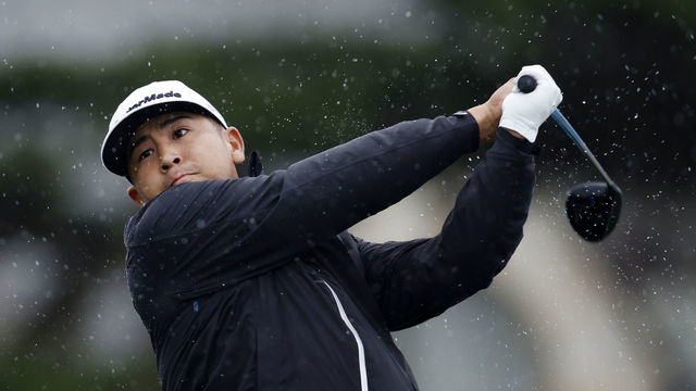 PEBBLE BEACH, CALIFORNIA - FEBRUARY 03: Kurt Kitayama of the United States plays his shot from the 11th tee during the second round of the AT&T Pebble Beach Pro-Am at Pebble Beach Golf Links on February 03, 2023 in Pebble Beach, California.