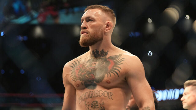 LAS VEGAS, NV - JULY 10: Conor McGregor prepares to fight Dustin Poirier in their lightweight bout during UFC 264 at T-Mobile Arena on July 10, 2021, in Las Vegas, Nevada, United States.