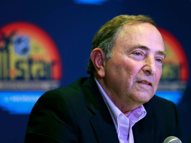 SUNRISE, FLORIDA - FEBRUARY 04: NHL Commissioner Gary Bettman speaks at a press conference prior to the 2023 Honda NHL All-Star Game at FLA Live Arena on February 04, 2023 in Sunrise, Florida.