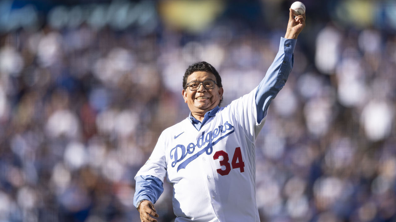 LOS ANGELES, CALIFORNIA - JULY 19: Former pitcher Fernando Valenzuela of the Los Angeles Dodgers throws a ceremonial first pitch ahead of the 2022 MLB All-Star Game on July 19, 2022 at Dodger Stadium in Los Angeles, California.