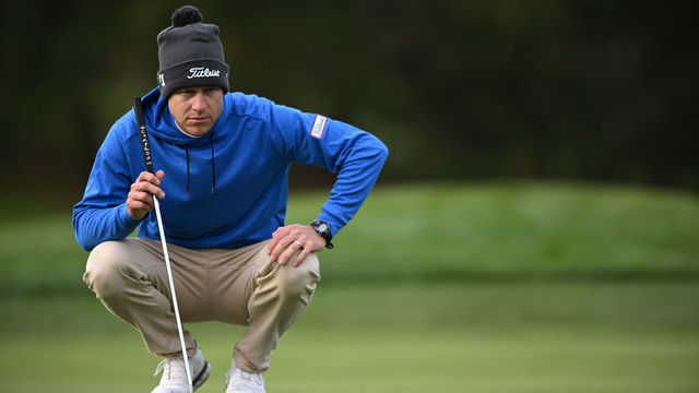 PEBBLE BEACH, CALIFORNIA - FEBRUARY 02: Peter Malnati of the United States lines up a putt on the tenth green during the first round of the AT&T Pebble Beach Pro-Am at Spyglass Hill Golf Course on February 02, 2023 in Pebble Beach, California.
