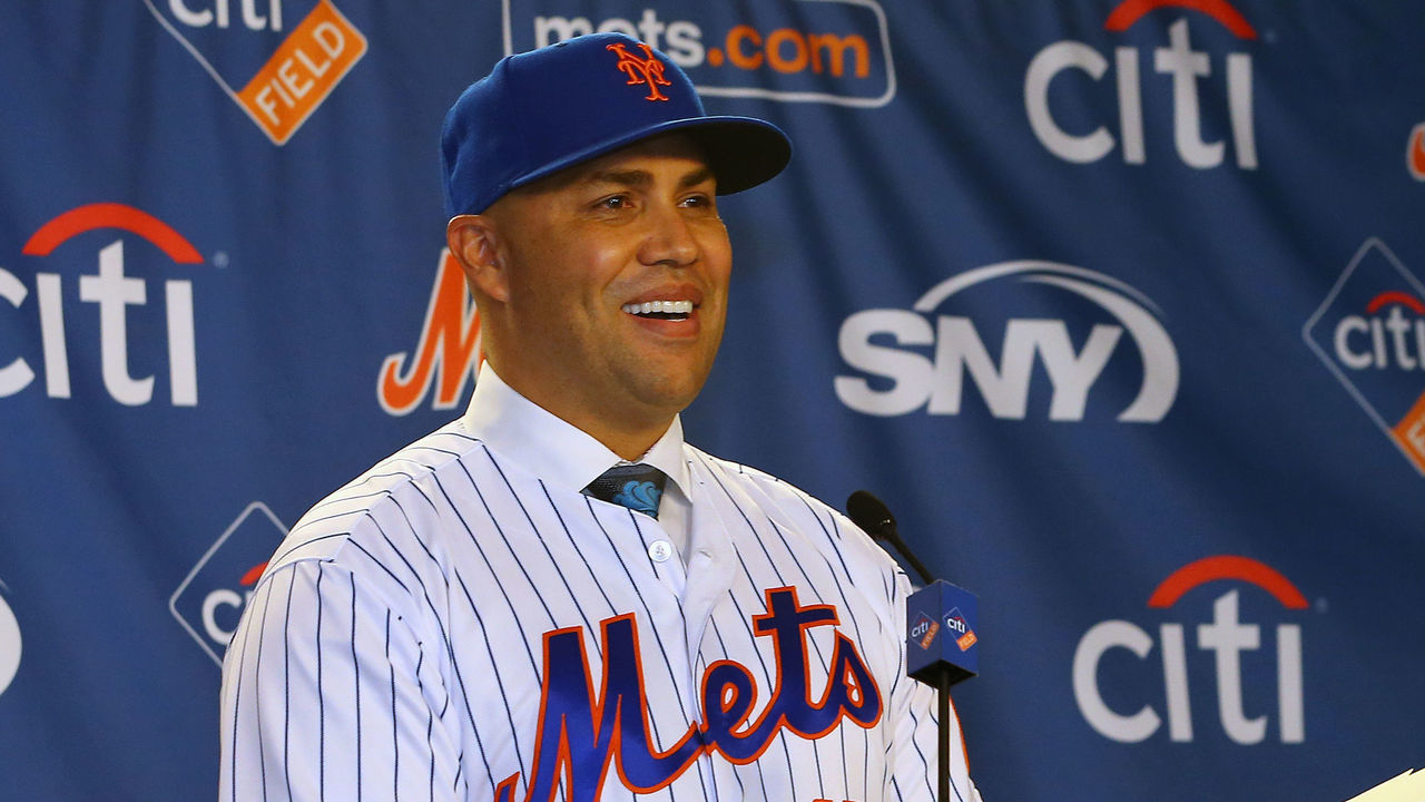 NEW YORK, NY - NOVEMBER 04: Carlos Beltran talks to the media after being introduced as manager of the New York Mets during a press conference at Citi Field on November 4, 2019 in New York City.