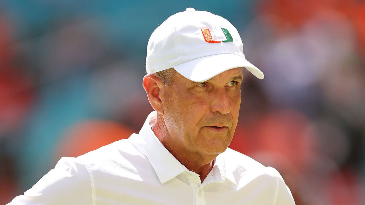 MIAMI GARDENS, FLORIDA - SEPTEMBER 03: Defensive coordinator Kevin Steele of the Miami Hurricanes looks on prior to the game against the Bethune Cookman Wildcats at Hard Rock Stadium on September 03, 2022 in Miami Gardens, Florida.