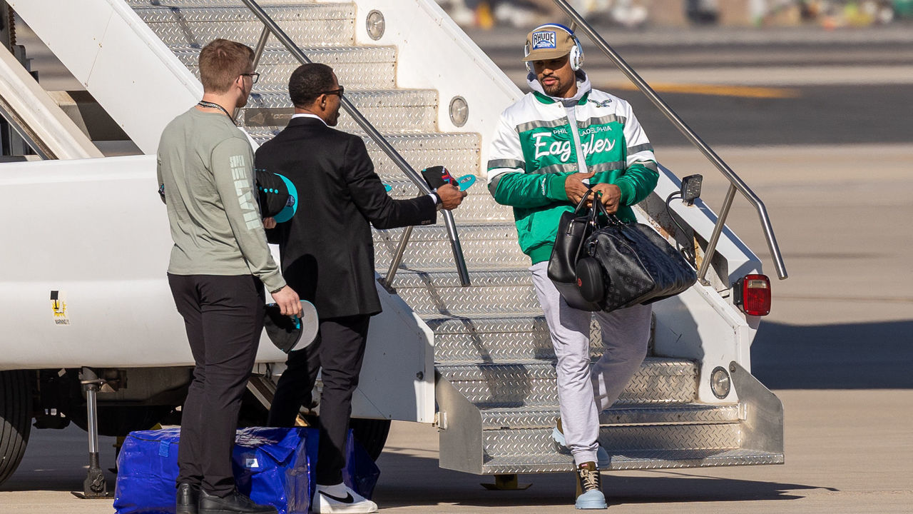 PHOENIX, AZ - FEBRUARY 05: The AFC Champion Kansas City Chiefs and NFC Champion Philadelphia Eagles arrive via charter plane on Sunday, February 5th, 2023 at Phoenix Sky Harbor Airport in Phoenix, AZ