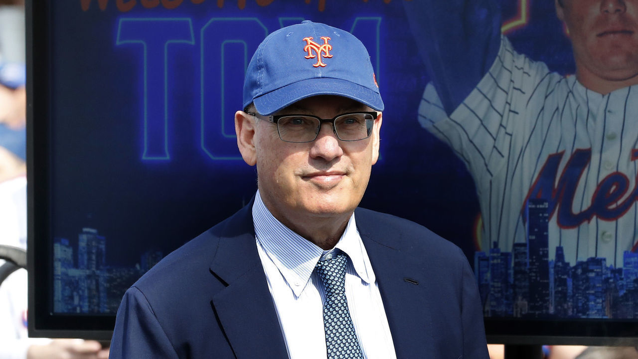 NEW YORK, NEW YORK - APRIL 15: (NEW YORK DAILIES OUT) New York Mets owner Steven A. Cohen attends the Tom Seaver statue unveiling ceremony before a game against the Arizona Diamondbacks at Citi Field on April 15, 2022 in New York City. All players are wearing #42 in honor of Jackie Robinson Day. The Mets defeated the Diamondbacks 10-3.