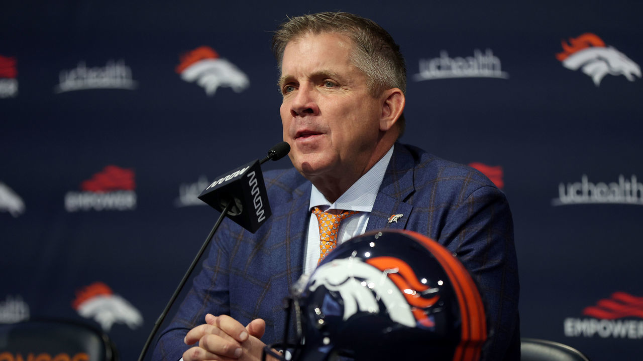 ENGLEWOOD, COLORADO - FEBRUARY 06: New Denver Broncos Head Coach Sean Payton fields questions from the media during a press conference at UCHealth Training Center on February 06, 2023 in Englewood, Colorado.