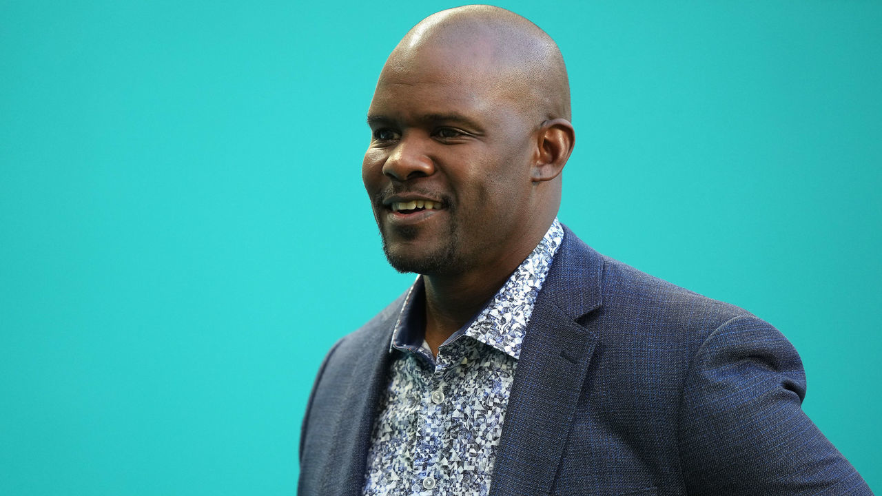 MIAMI GARDENS, FLORIDA - OCTOBER 23: Former Head Coach Brian Flores of the Miami Dolphins on the field prior to the game against the Pittsburgh Steelers at Hard Rock Stadium on October 23, 2022 in Miami Gardens, Florida.