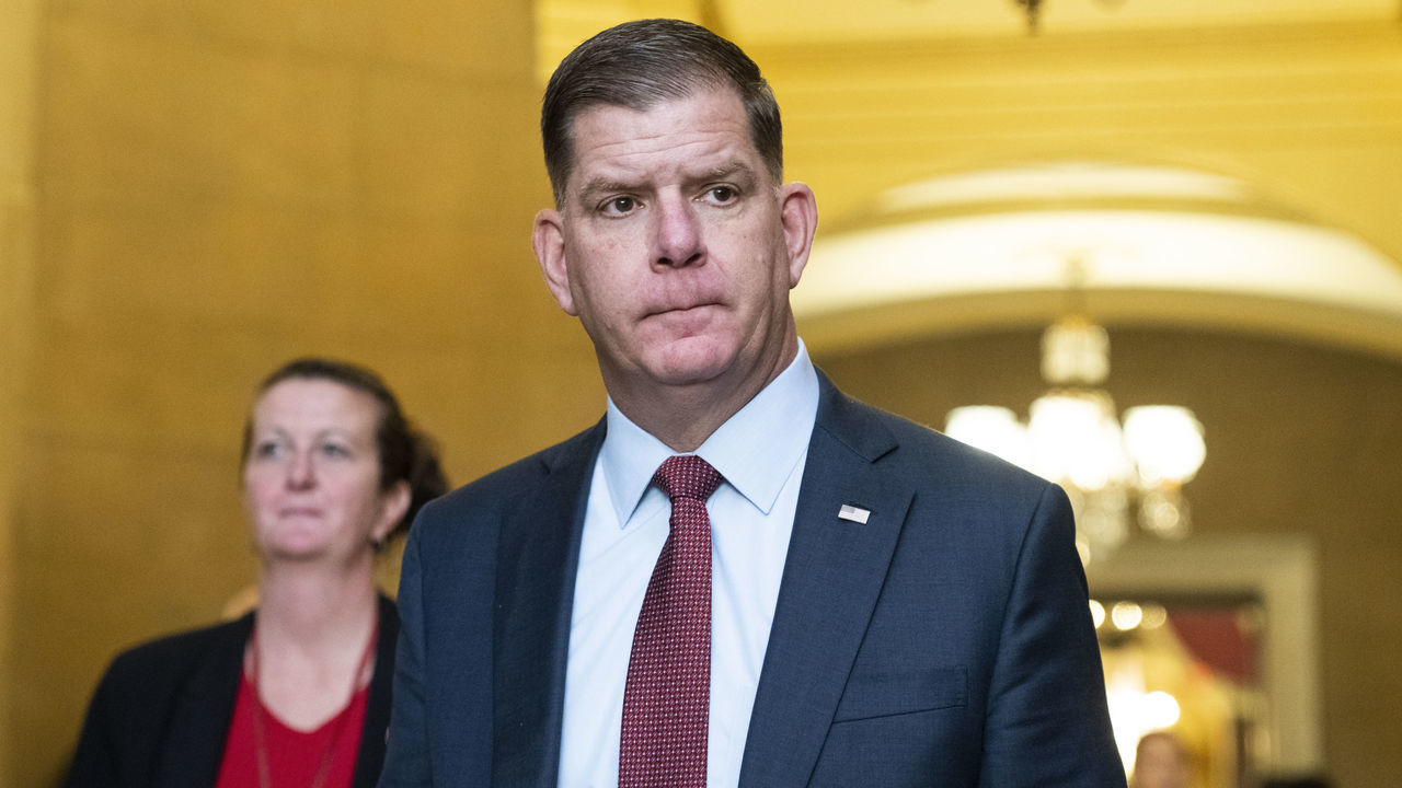 UNITED STATES - NOVEMBER 17: Labor Secretary Marty Walsh is seen in the U.S. Capitol on Thursday, November 17, 2022. (Tom Williams/CQ-Roll Call, Inc via Getty Images)