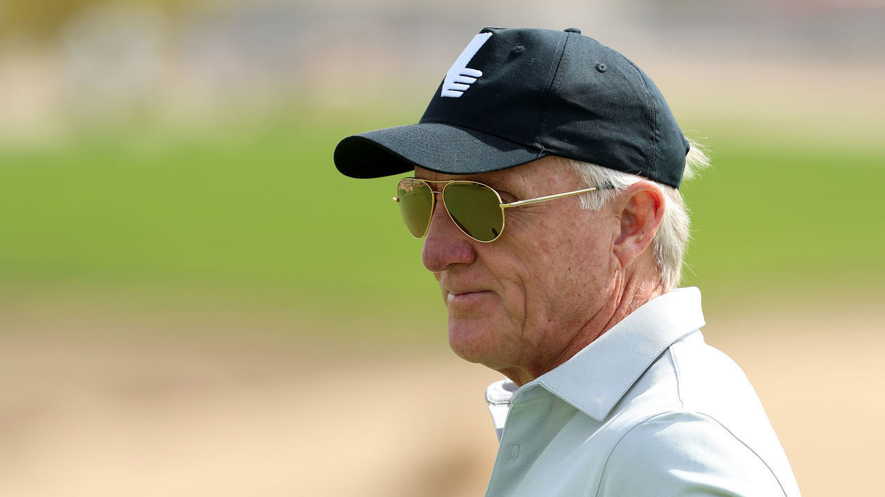 AL MUROOJ, SAUDI ARABIA - FEBRUARY 01: Greg Norman, CEO of LIV Golf Investments looks on during a practice round prior to the PIF Saudi International at Royal Greens Golf & Country Club on February 01, 2023 in Al Murooj, Saudi Arabia.