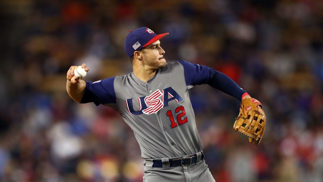 LOS ANGELES, CA - MARCH 22: Nolan Arenado #12 of Team USA throws the ball during Game 3 of the Championship Round of the 2017 World Baseball Classic against Team Puerto Rico on Wednesday, March 22, 2017 at Dodger Stadium in Los Angeles, California.