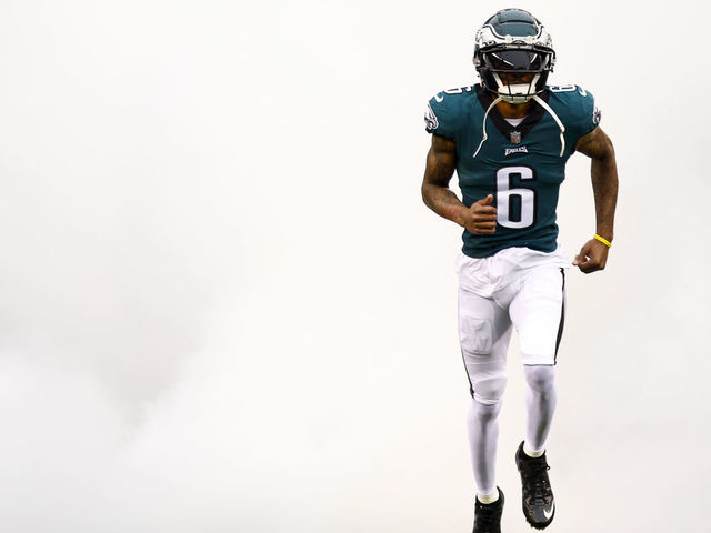 PHILADELPHIA, PA - JANUARY 29: DeVonta Smith #6 of the Philadelphia Eagles runs through the tunnel prior to the NFC Championship NFL football game against the San Francisco 49ers at Lincoln Financial Field on January 29, 2023 in Philadelphia, Pennsylvania.
