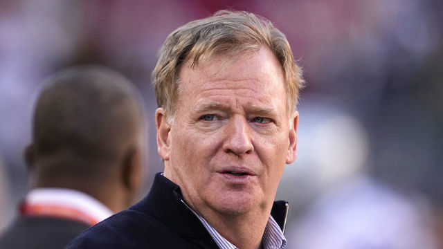 SANTA CLARA, CALIFORNIA - JANUARY 22: NFL Commissioner Roger Goodell looks on prior to a game between the Dallas Cowboys and San Francisco 49ers in the NFC Divisional Playoff game at Levi's Stadium on January 22, 2023 in Santa Clara, California.