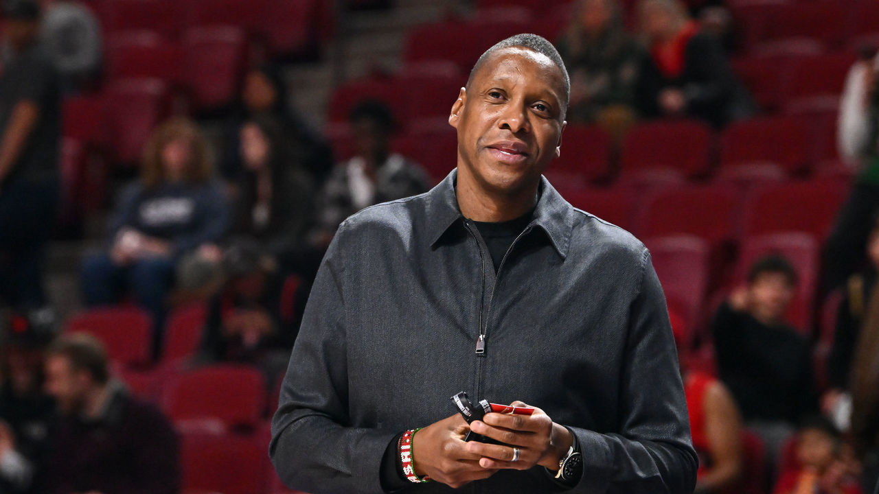 MONTREAL, CANADA - OCTOBER 14: Vice-Chairman and team president of the Toronto Raptors, Masai Ujiri, walks onto the court prior to the preseason NBA game against the Boston Celtics at Centre Bell on October 14, 2022 in Montreal, Quebec, Canada. The Toronto Raptors defeated the Boston Celtics 137-134 in overtime.