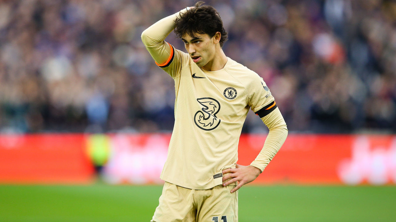 LONDON, ENGLAND - FEBRUARY 11: Joao Felix of Chelsea reacts during the Premier League match between West Ham United and Chelsea FC at London Stadium on February 11, 2023 in London, United Kingdom.