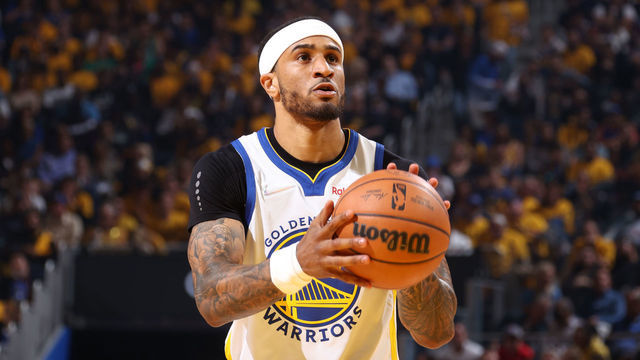 SAN FRANCISCO, CA - JUNE 13: Gary Payton II #0 of the Golden State Warriors shoots a free throw against the Boston Celtics during Game Five of the 2022 NBA Finals on June 13, 2022 at Chase Center in San Francisco, California. NOTE TO USER: User expressly acknowledges and agrees that, by downloading and or using this photograph, user is consenting to the terms and conditions of Getty Images License Agreement. Mandatory Copyright Notice: Copyright 2022 NBAE