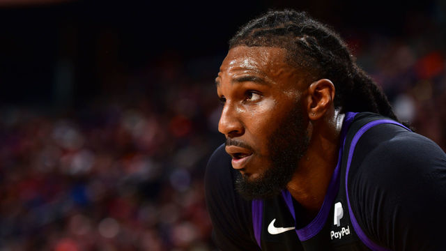 PHOENIX, AZ - MAY 4: Jae Crowder #99 of the Phoenix Suns looks on against the Dallas Mavericks during Game 2 of the 2022 NBA Playoffs Western Conference Semifinals on May 4, 2022 at Footprint Center in Phoenix, Arizona. Mandatory Copyright Notice: Copyright 2022 NBAE