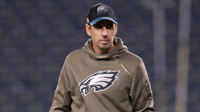 PHILADELPHIA, PENNSYLVANIA - NOVEMBER 27: Philadelphia Eagles offensive coordinator Shane Steichen looks on before the game against the Green Bay Packers at Lincoln Financial Field on November 27, 2022 in Philadelphia, Pennsylvania.