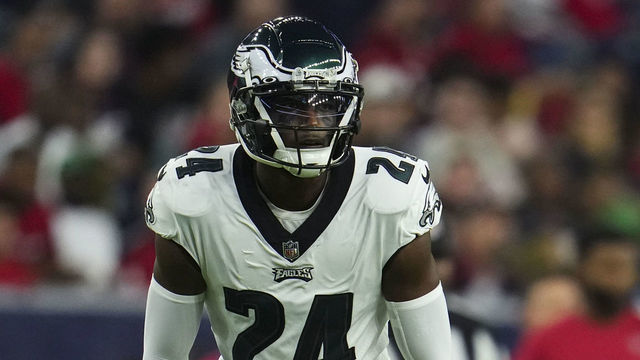 HOUSTON, TX - NOVEMBER 03: James Bradberry #24 of the Philadelphia Eagles gets set against the Houston Texans at NRG Stadium on November 3, 2022 in Houston, Texas.