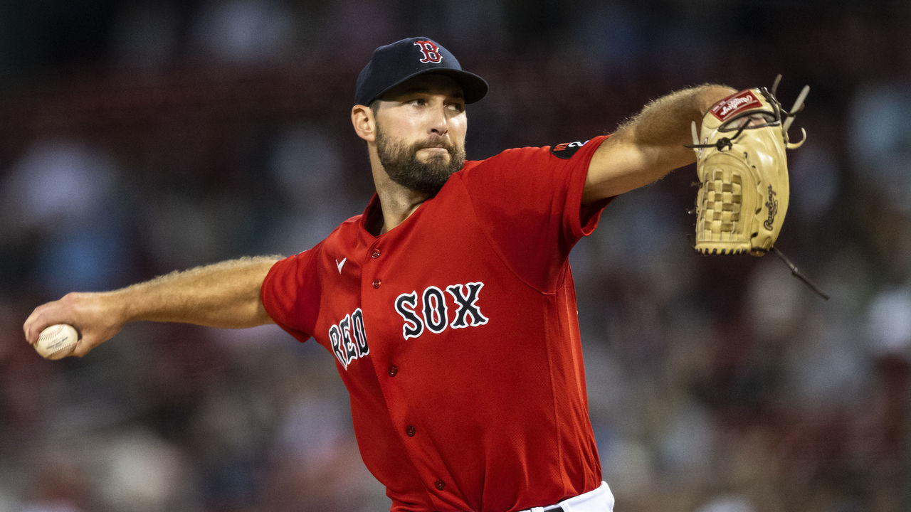 BOSTON, MA - SEPTEMBER 16: Michael Wacha #52 of the Boston Red Sox delivers during the first inning of a game against the Kansas City Royals on September 16, 2022 at Fenway Park in Boston, Massachusetts.