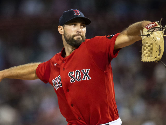 BOSTON, MA - SEPTEMBER 16: Michael Wacha #52 of the Boston Red Sox delivers during the first inning of a game against the Kansas City Royals on September 16, 2022 at Fenway Park in Boston, Massachusetts.