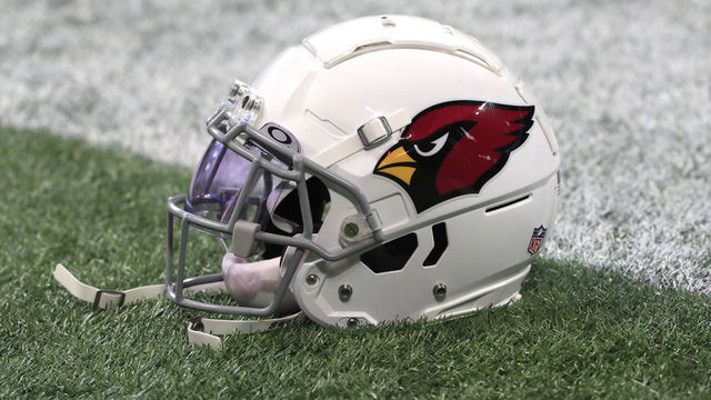 ATLANTA, GA - JANUARY 01: A cardinals football helmet on the field before the Week 17 Sunday afternoon NFL game between the Arizona Cardinals and the Atlanta Falcons on January 1, 2023 at the Mercedes-Benz Stadium in Atlanta, Georgia.