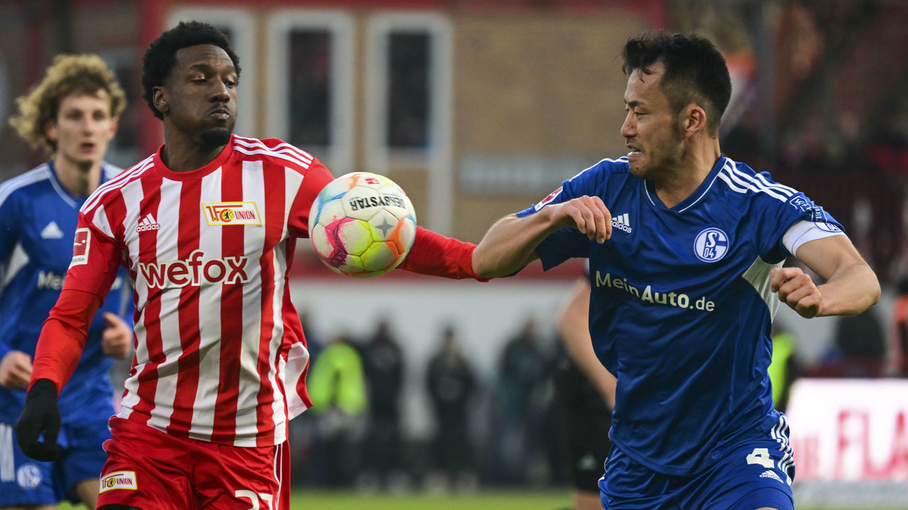 BERLIN, GERMANY - FEBRUARY 19: Sheraldo Becker (27) of Union Berlin competes during the Bundesliga week 21 football match between Union Berlin and Schalke 04 at Alte Forsterei Stadium on February 19, 2023 in Berlin, Germany.