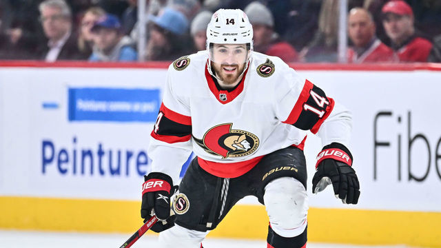 MONTREAL, CANADA - JANUARY 31: Tyler Motte #14 of the Ottawa Senators skates during the first period against the Montreal Canadiens at Centre Bell on January 31, 2023 in Montreal, Quebec, Canada. The Ottawa Senators defeated the Montreal Canadiens 5-4.