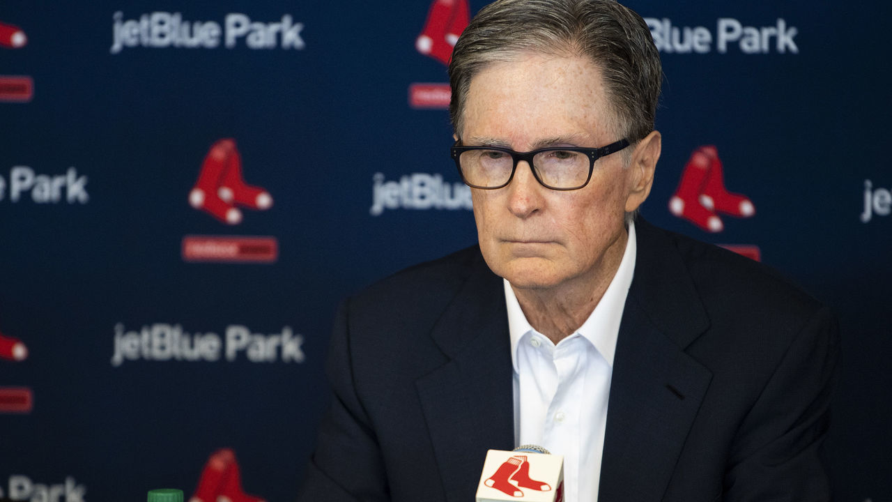 FT. MYERS, FL - FEBRUARY 17: Principal Owner John Henry of the Boston Red Sox speaks to the media during a press conference during a team workout on February 17, 2020 at jetBlue Park at Fenway South in Fort Myers, Florida.