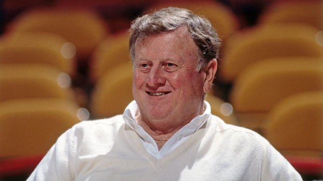 SACRAMENTO, CA - 1992: Red McCombs of the San Antonio Spurs looks on against the Sacramento Kings circa 1992 at Arco Arena in Sacramento, California. Mandatory Copyright Notice: Copyright 1992 NBAE
