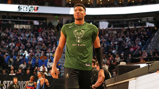 SALT LAKE CITY, UT - FEBRUARY 18: Giannis Antetokounmpo #34 of the Milwaukee Bucks looks on during the Kia Skills Challenge as part of 2023 NBA All Star Weekend on Saturday, February 18, 2023 at Vivint Arena in Salt Lake City, Utah. NOTE TO USER: User expressly acknowledges and agrees that, by downloading and/or using this Photograph, user is consenting to the terms and conditions of the Getty Images License Agreement. Mandatory Copyright Notice: Copyright 2023 NBAE